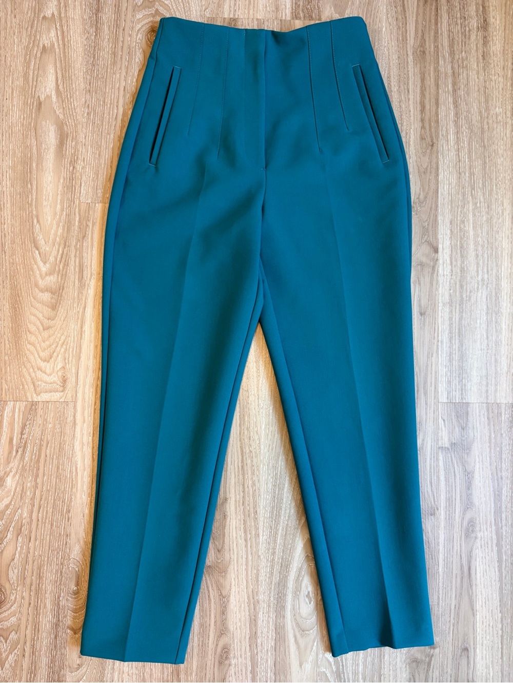 Zara women’s green Teal High-Rise Tailored Trousers size S